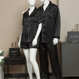 Couple Night Suit / Silk Satin Sleepwear Set – Short & Long Style Combo (4 Pcs) | SKU: DC-C009
