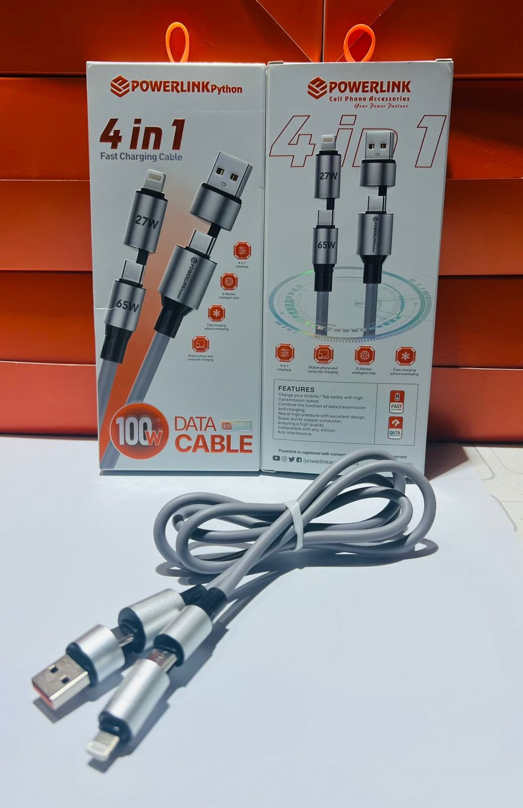 PowerLink Python 4-in-1 Fast Charging Cable – 100W Super Fast Charging & Data Sync Cable - Image 2