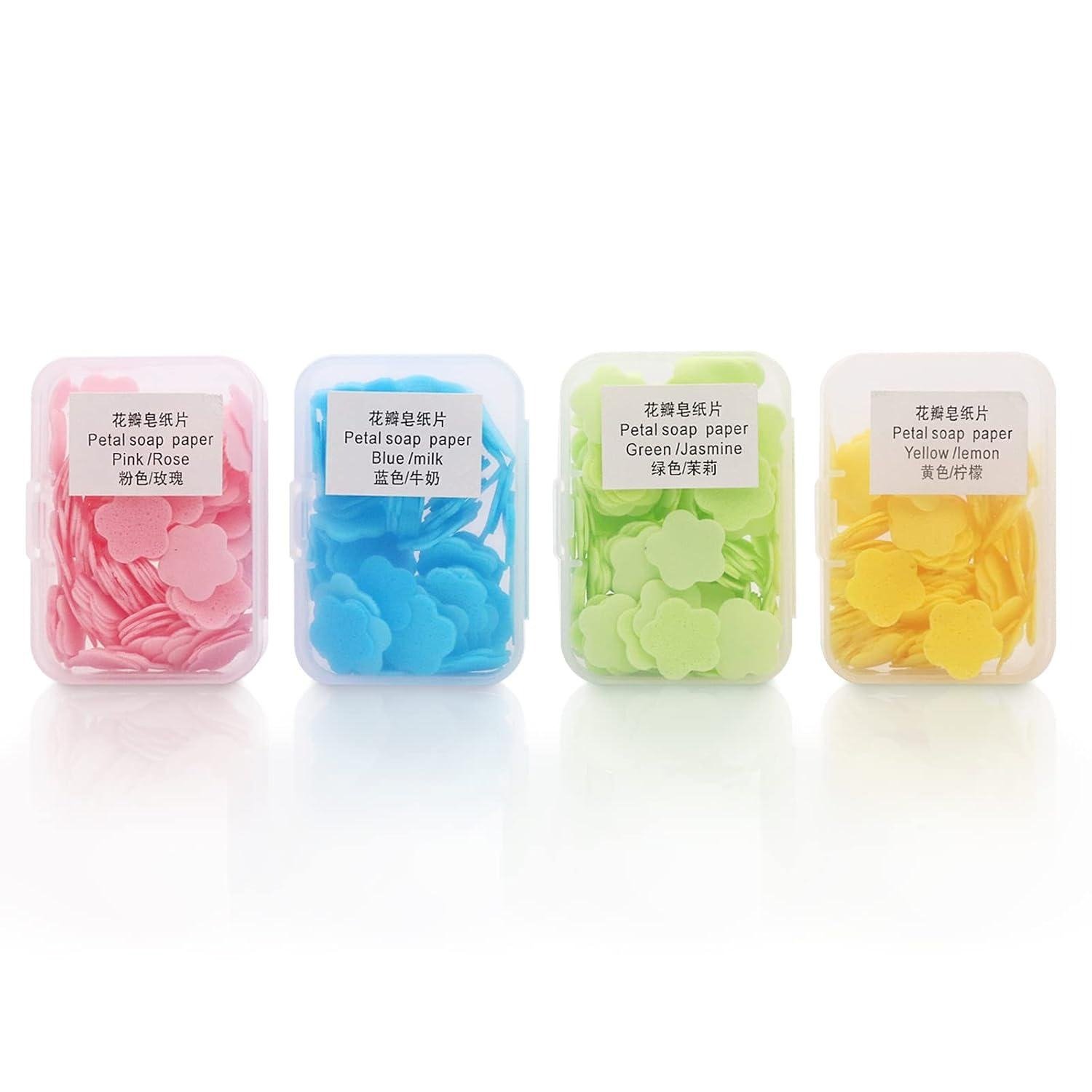Soap Paper Disposable Bath Hand Washing Travel Foaming Scented Portable Mini Flower Soap Flakes ( Random Color) - Image 2