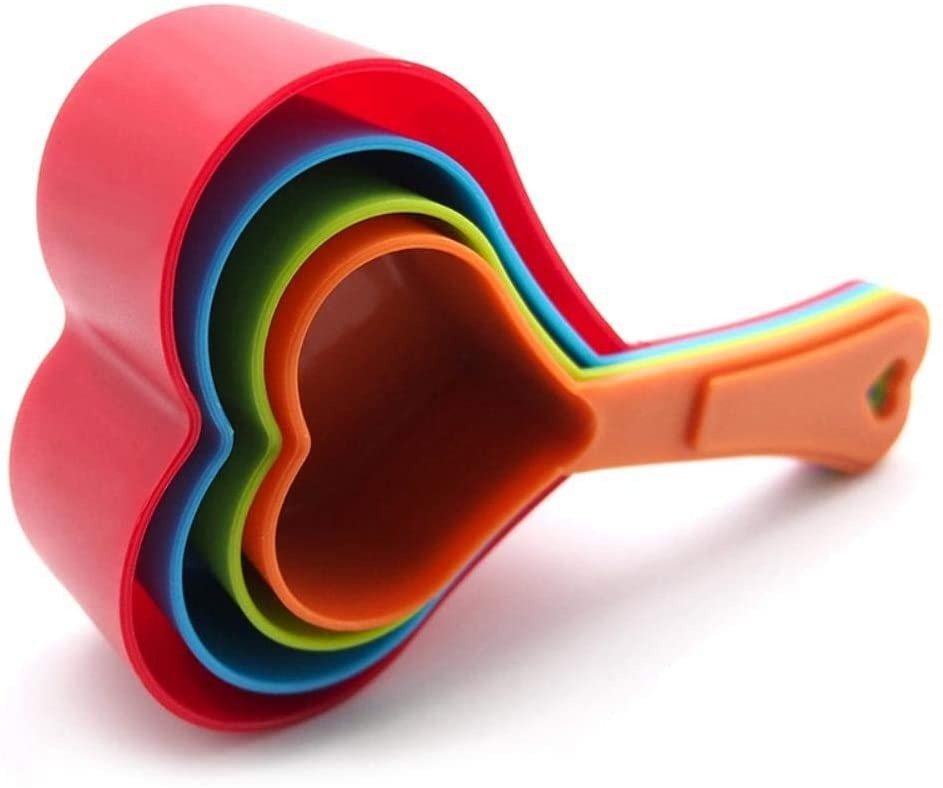 Heart Shaped Measuring Cups Multicolor | 4-Piece/Set Kitchen Measuring Cups for Baking & Cooking | Cute Heart Design, Food-Grade, Easy to Clean - Image 2