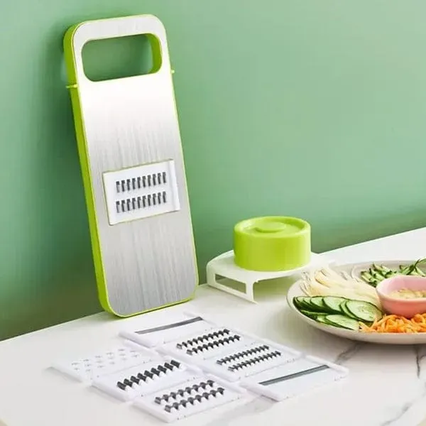 5-in-1 Multi-Functional Vegetable Slicer & Grater – Adjustable Mandoline Cutter with Interchangeable Blades for Kitchen, Fruits & Vegetables - Image 3