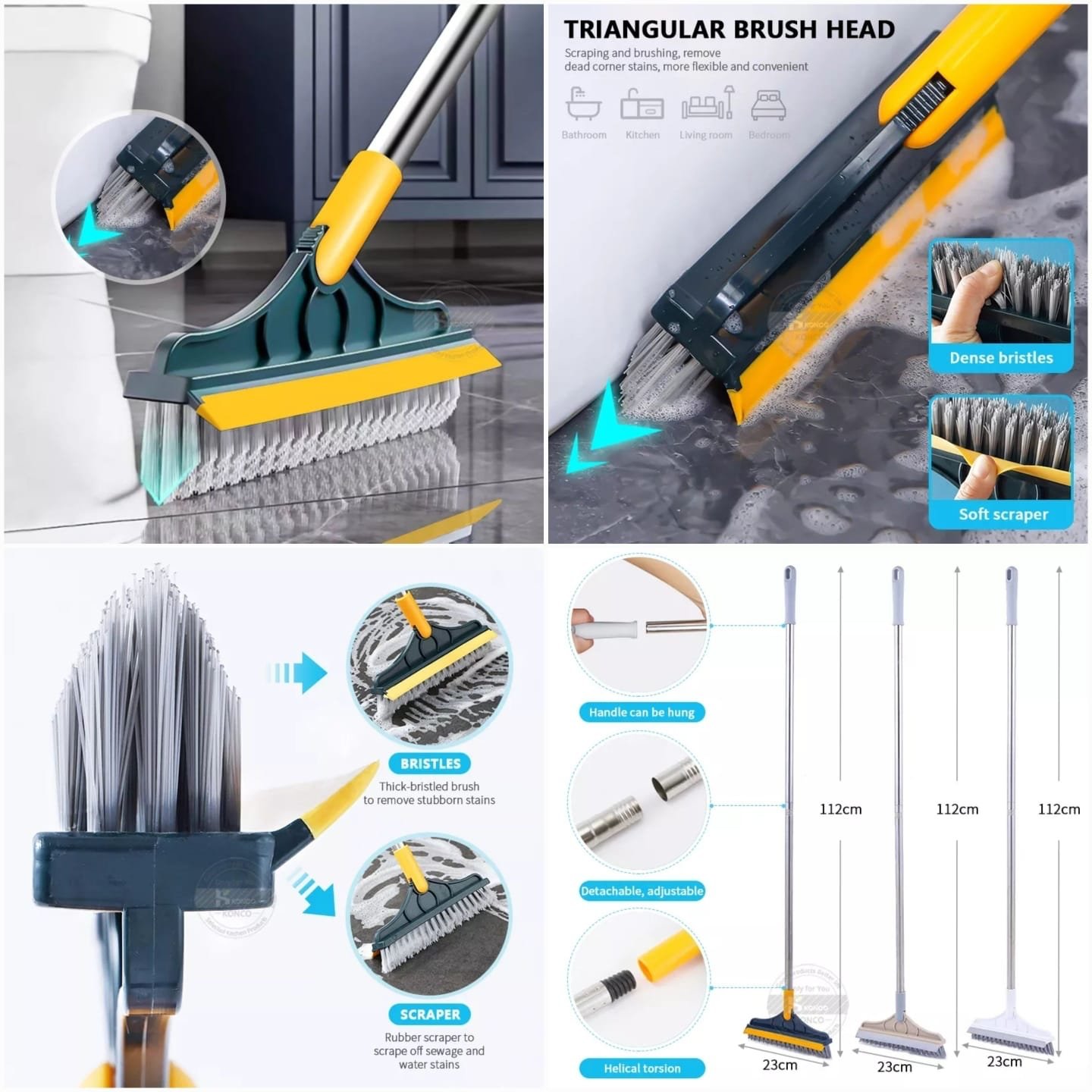 Keep your home spotless with this 2-in-1 floor cleaning brush. Featuring a 120° rotatable head, it easily scrubs bathroom tiles, windows, and floors for effortless cleaning - Image 3