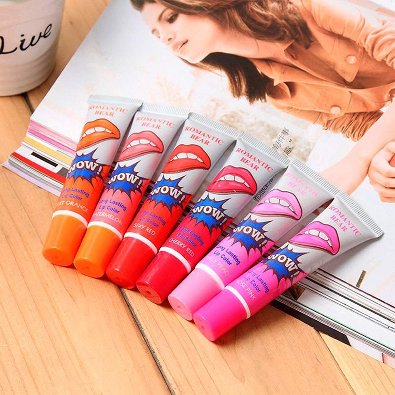6 Pcs Peel Off Wow Lipstick Lip Gloss - Cosmetic Product Designed For Lip Care And Daily Makeup Routine - Image 2