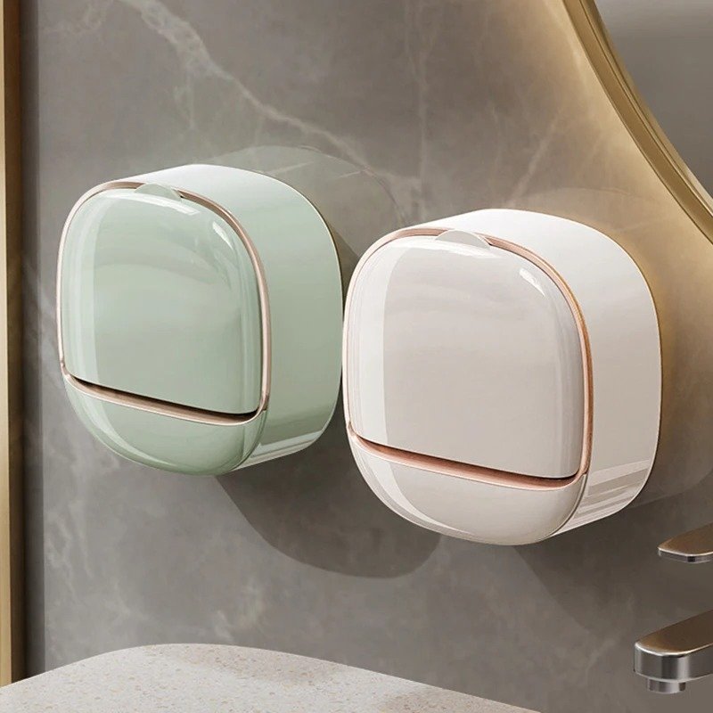 Wall-Mounted Flip-Cover Soap Holder – Stylish Bathroom Soap Dish - Image 3
