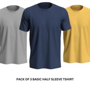 Pack of 3 Premium Half Sleeves Round Neck Plain Color T-Shirts for Men & Boys – Soft Comfortable Fabric