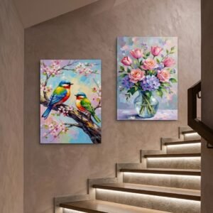 2Pcs Birds Wall Frame | Decorative 8x11 Inch Frames For Home & Office | Double Tape Included