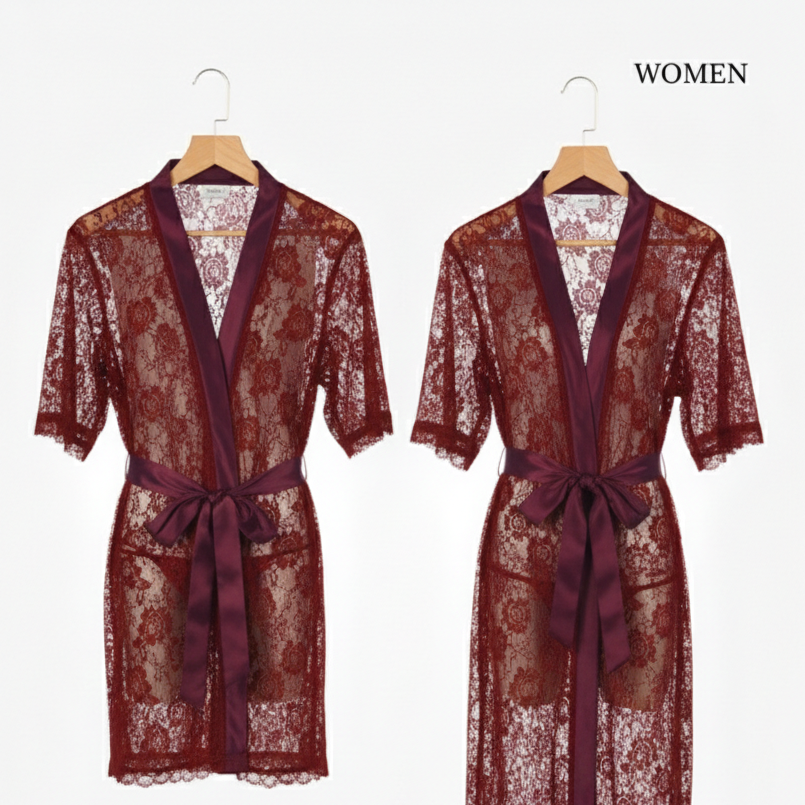 Couple Matching Romantic Robe / Gown Set – Sensual Net Nightwear for Men & Women (Pack of 2) | SKU: DC-C004 - Image 2