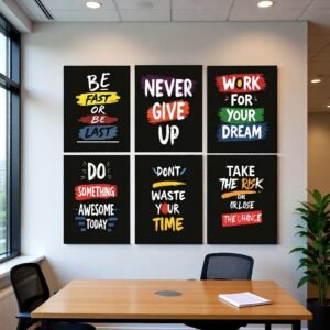 6 Pc Wall Decor Cardboard Phototiles With Double Tape For Back Sticking Never Give Up