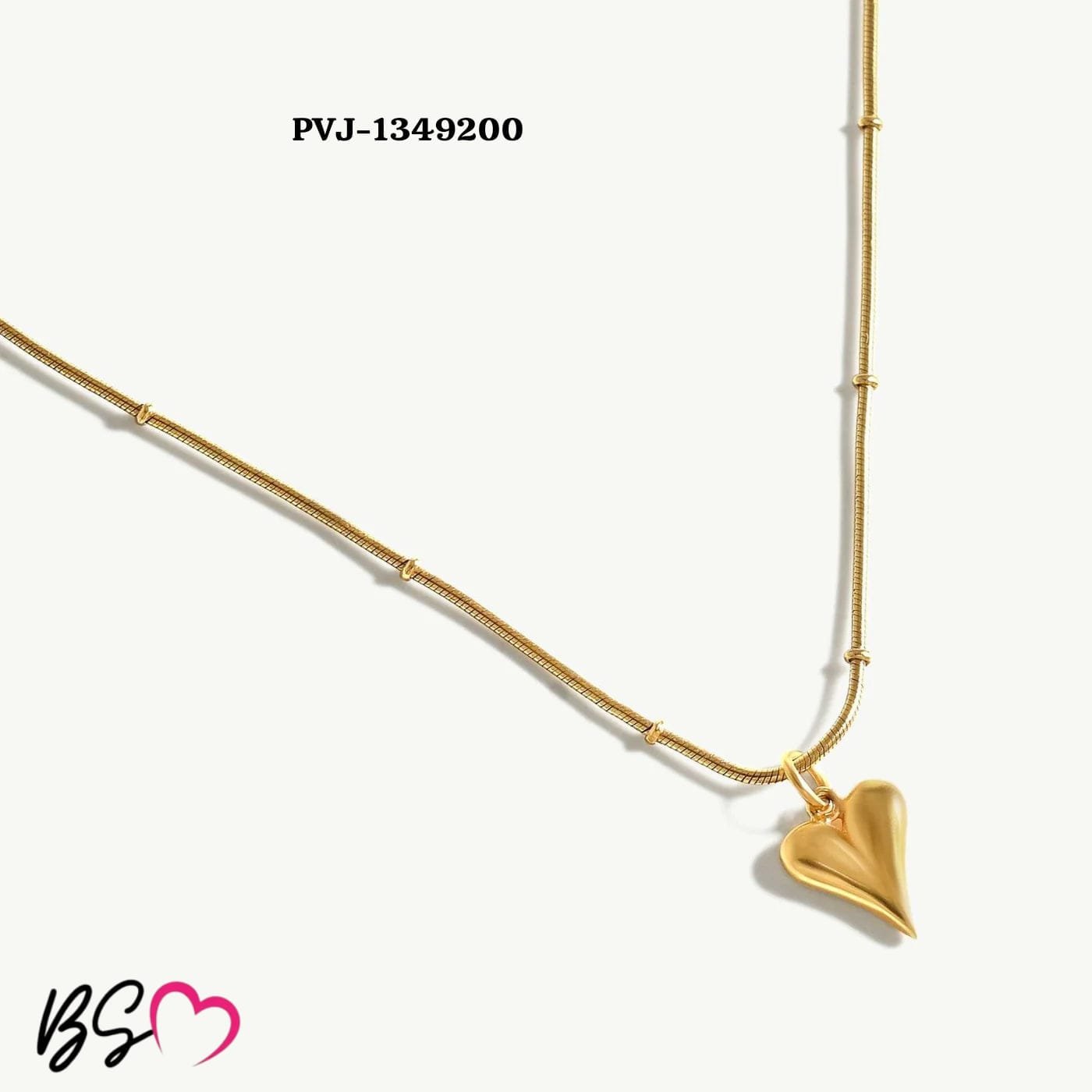Ball Chain Heart Korean Pendant – Elegant Golden Necklace - Sku pVj-200 - Image 3