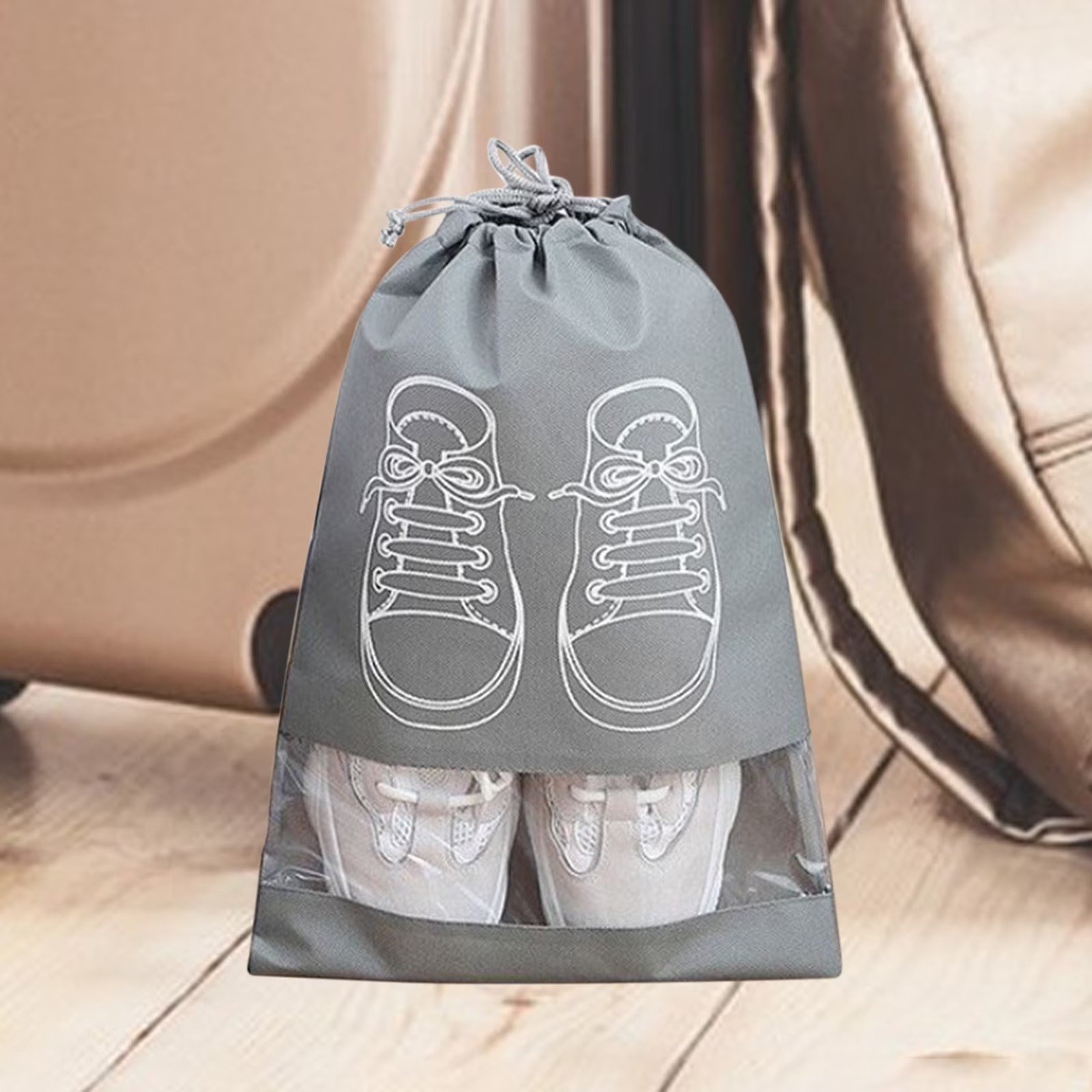 Shoe Bags For Travel Dust Proof Storage Organizer With Clear Window Non Woven Packing Pouch Size 12.5x16.5 - Image 3