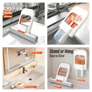 Foldable Mini Mop | Portable Desktop Wet & Dry Cleaning Mop | Self‑Squeezing