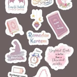 Ramadan Mubarak Sticker Pack – 12 Uncut Decorative Stickers
