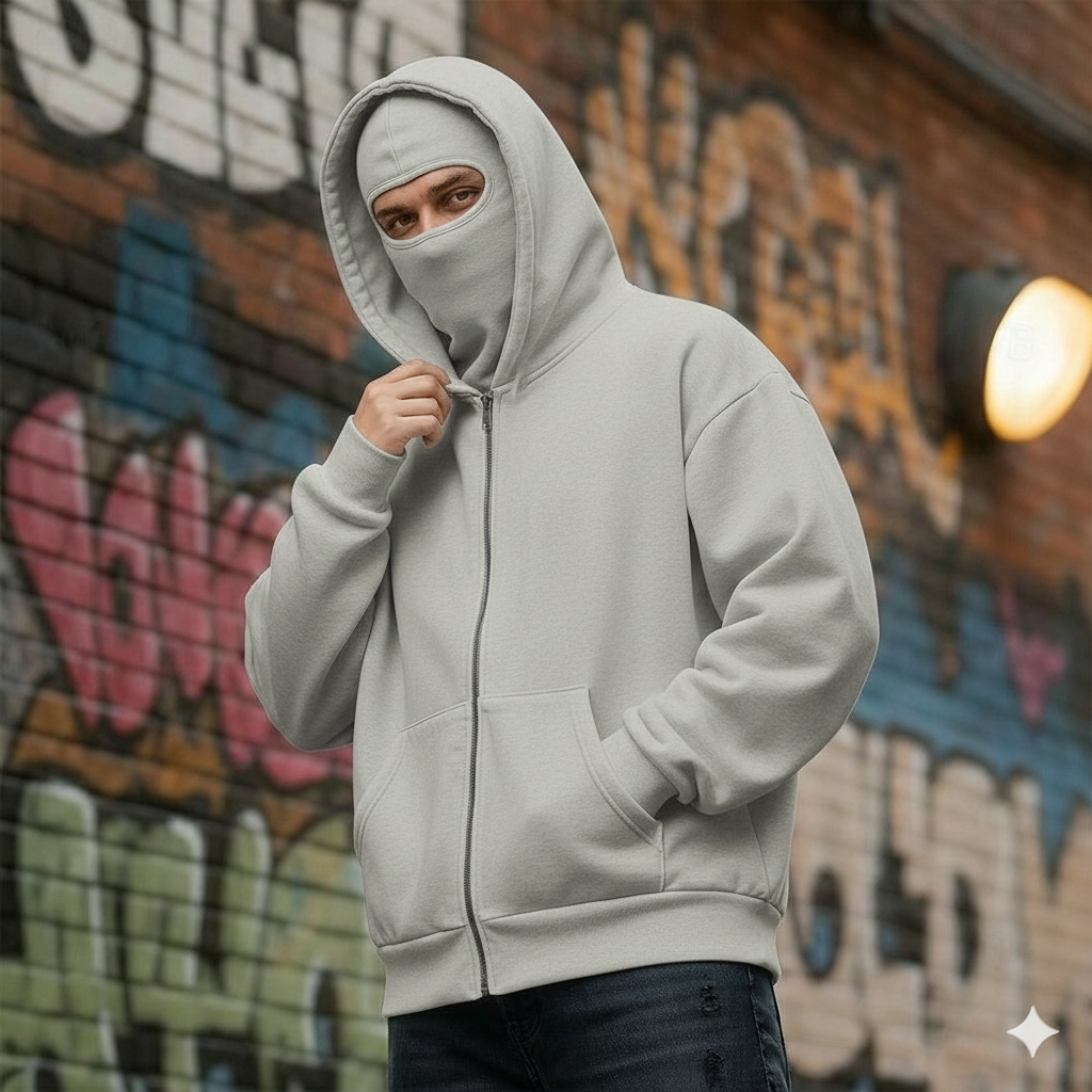 Balaclava Ninja Zipper Hoodie Jacket For Men – Comfy Fashion - Image 2
