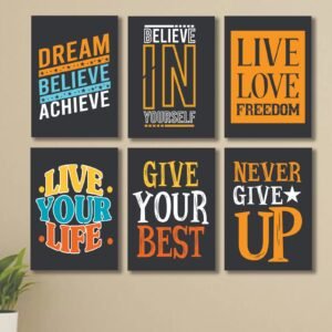6 PC Wall Decor Cardboard Phototiles With Double Tape For Back Sticking Believe In Yourself