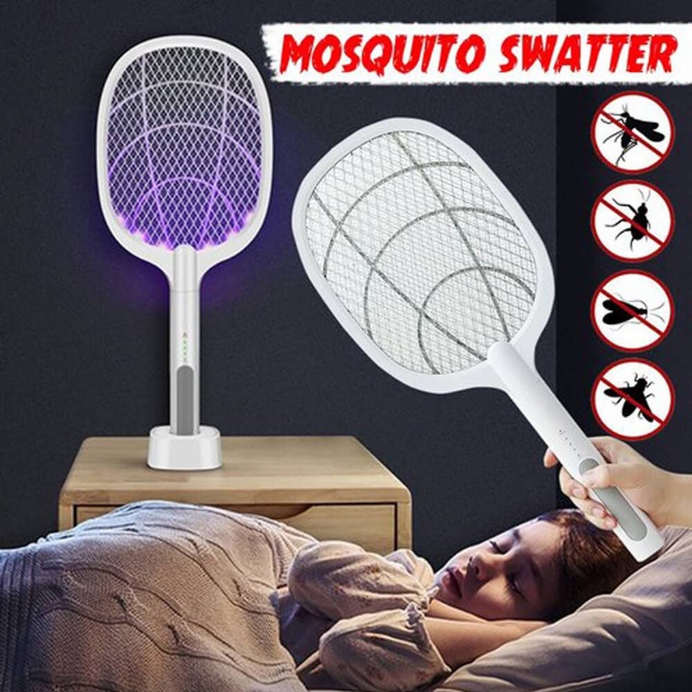 Rechargeable Mosquito Racket With Stand – Electric Insect Killer Bat For Indoor And Outdoor Use (Random Color) - Image 4