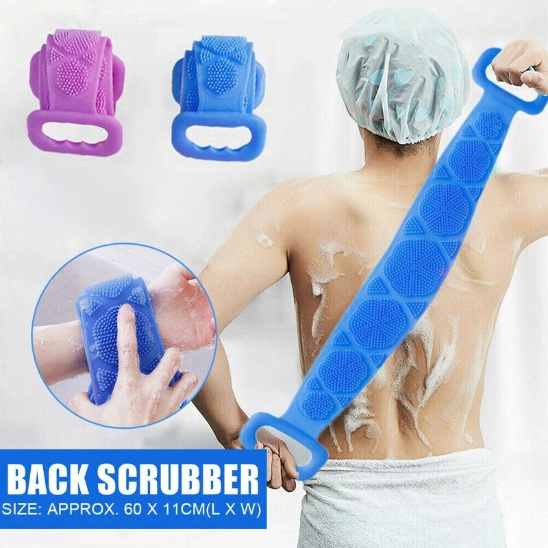 Single Side Silicone Bath Towel Scrubber – Soft Body Cleaning Brush - 27 inch (Random Color) - Image 2