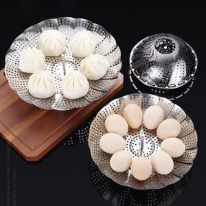 Stainless Steel Folding Vegetable Steamer Basket Stainless Steel Detachable Steaming Rack Steamer Tray for Kitchen Cookware
