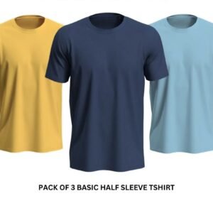 Pack of 3 Premium Half Sleeves Round Neck Plain Color T-Shirts for Men & Boys – Soft Comfortable Fabric