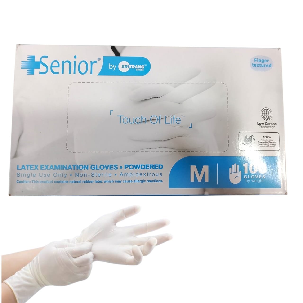 Senior Latex Examination Powdered Gloves – 100 Pcs Box, Premium Quality Disposable Medical Gloves For Professional Use, White Color - Image 3