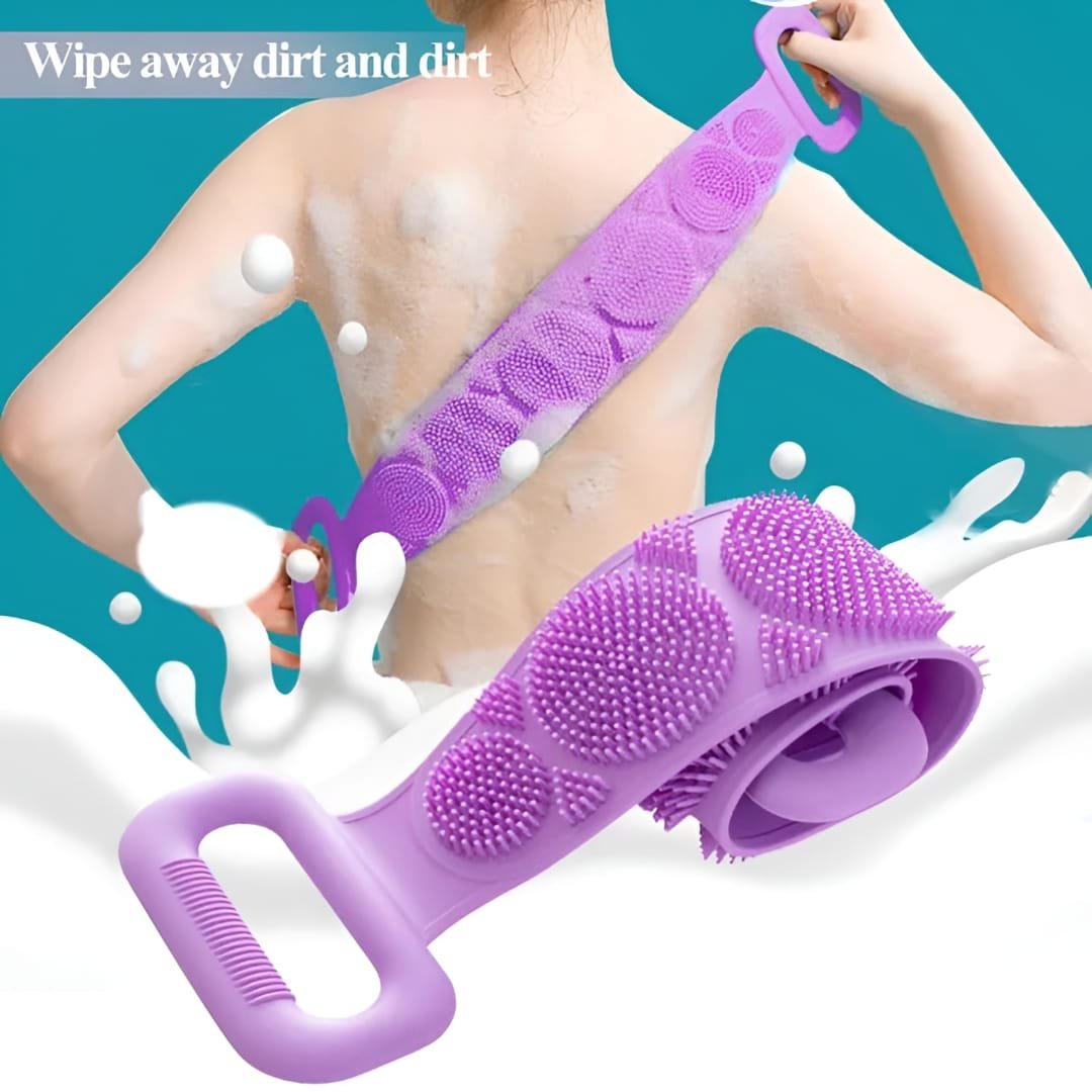 2-in-1 Silicone Bath Brush & Back Scrubber Combo Deal | Body Massage Bath Brush + Silicone Back Scrubber Belt - Image 3