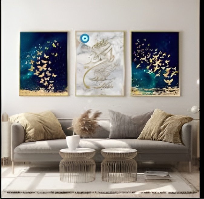 set of 3 sticky wooden frames for home office wall decore / sticky phototiles