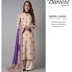 Bareeze Digital Classic 3-Piece Lawn Unstitched Suit (PR-7601)