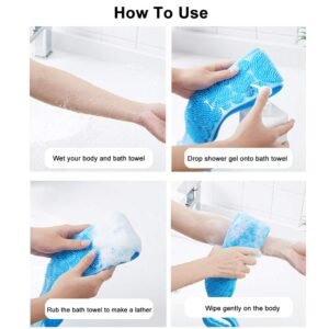Single Side Silicone Bath Towel Scrubber – Soft Body Cleaning Brush - 27 inch (Random Color)