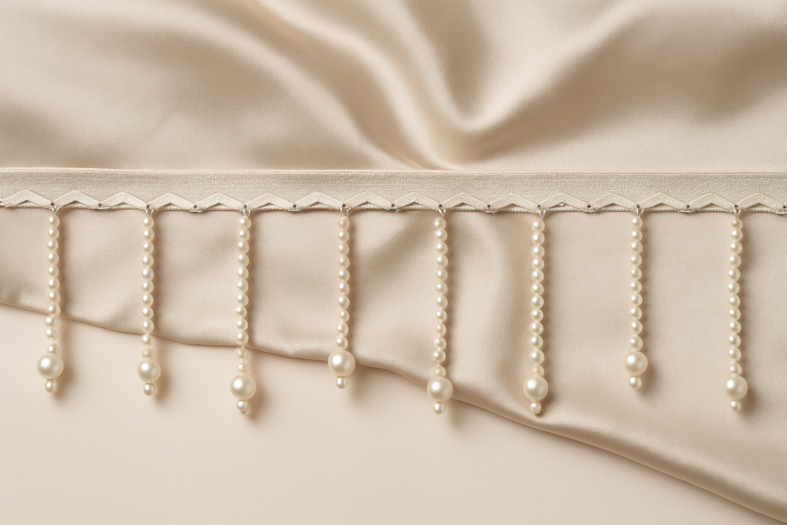 Pearl Latkan Hanging Lace Border for Dupatta & Dress Decoration – 1 Gaz (Approx. 1 Yard) - Image 2