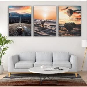 set of 3 Motivational sticky canvas frames for wall decore / sticky phototiles for office and home workplace