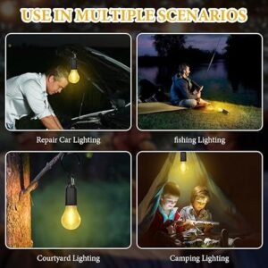 Rechargeable Portable LED Camping Lantern, Tent Lamp with Clip Hook, Essentials Tent Accessories Emergency Camping Lights for Backpacking Camping Hiking Fishing Hurricane Outage type -c charging-Rechargeable Led Light