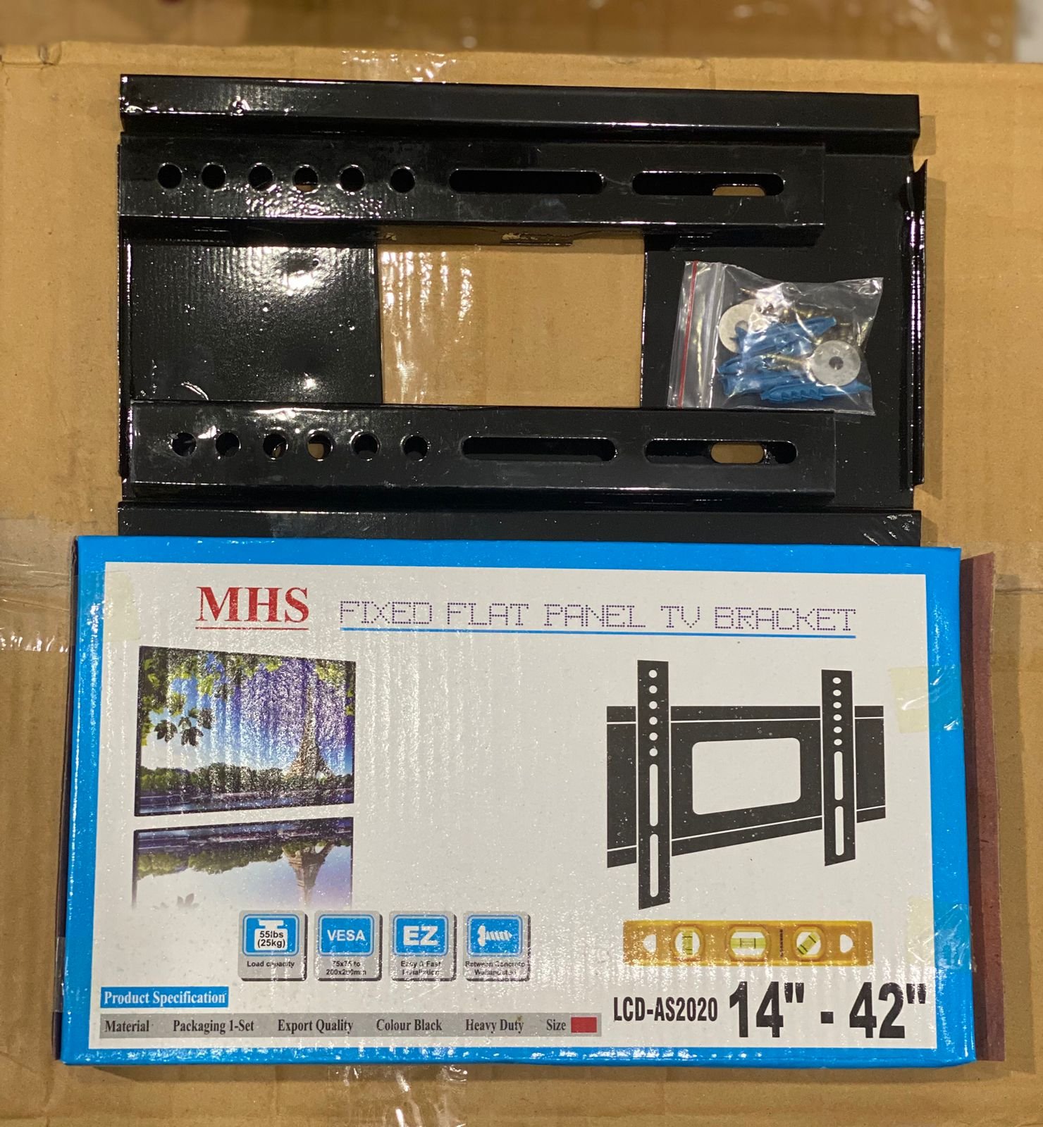 MHS Fixed Tv Wall Mount Bracket 14 To 42 Inch Heavy Duty Led Lcd Tv Stand With Bubble Level And Complete Fitting Kit - Image 3