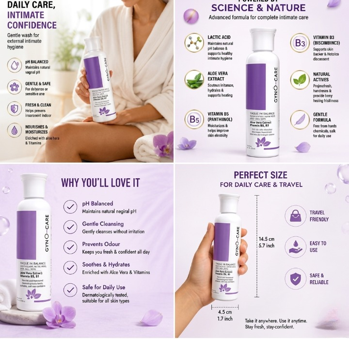 GYNO CARE Daily Intimate Hygiene Moisturizer PH Balanced Care For Women With Aloe Vera And Vitamins - Image 2