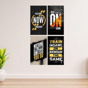 Set Of 4 Motivational Wooden Canvas Frames For Wall Decore / Sticky Phototiles Frames