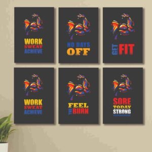 Set of 6 Gym Wall Art Wooden Phototile Frames for Wall Decor