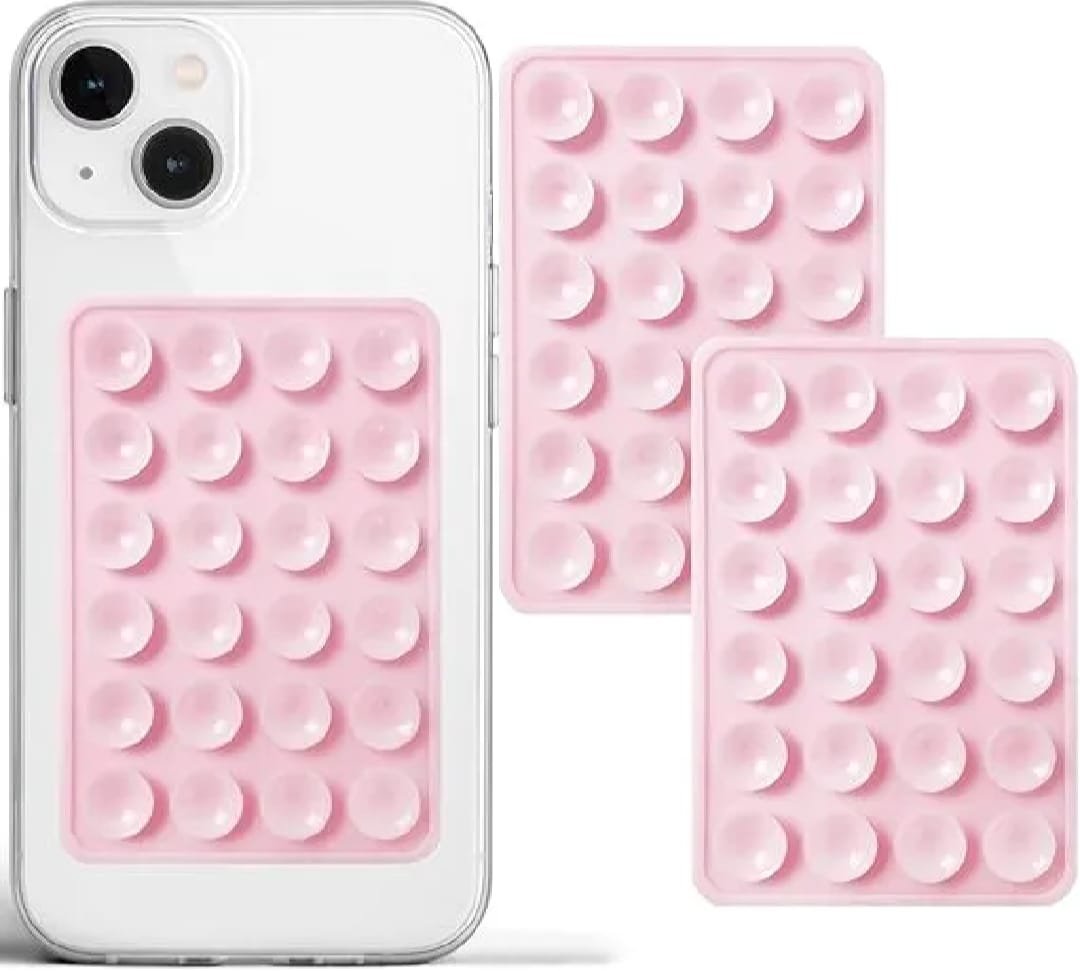 1 PCs Double Side Silicone Suction Pad Phone Holder – Self-Adhesive Square Rubber Grip Pad for All Mobiles & Tablets (Random Color) - Image 3