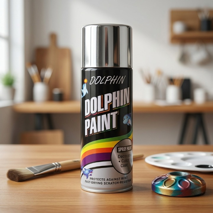 Dolphin Chrome Silver Spray Paint 300ml – High Shine Metallic Finish Spray - Image 3