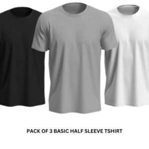 Pack of 3 Premium Half Sleeves Round Neck Plain Color T-Shirts for Men & Boys – Soft Comfortable Fabric