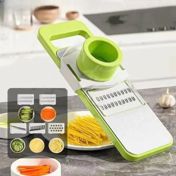 5-in-1 Multi-Functional Vegetable Slicer & Grater – Adjustable Mandoline Cutter with Interchangeable Blades for Kitchen, Fruits & Vegetables - Image 4