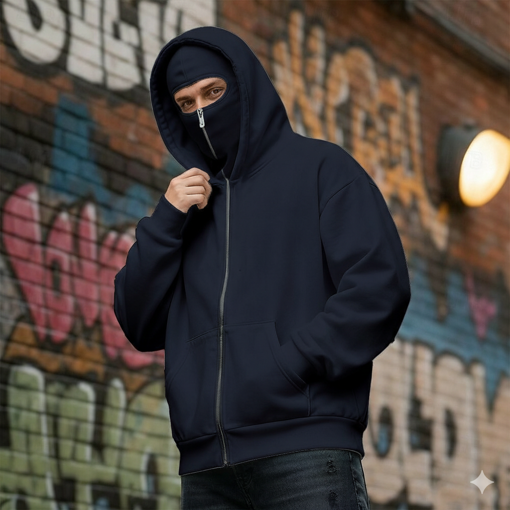 Balaclava Ninja Zipper Hoodie Jacket For Men – Comfy Fashion - Image 5