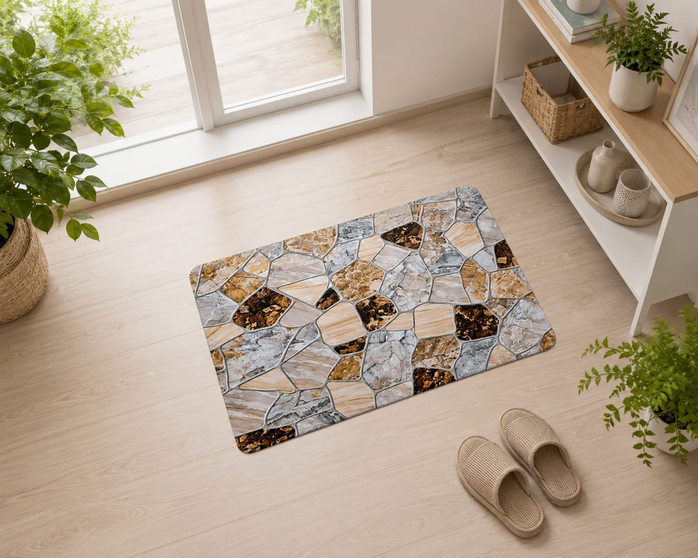 Super Absorbent Non-Slip Bathroom Floor Mat - Quick-Dry Soft Marble Stone Design 23 × 15 inch - Image 2