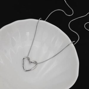 PRJ-183 Hollow Heart Pendant – Elegant Stainless Steel Necklace, Stylish Jewellery Accessory for Women