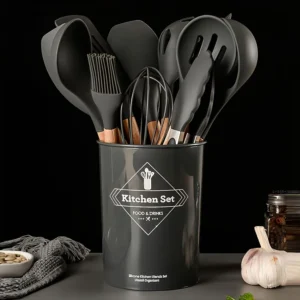 Silicone Utensils set with plastic holder temperature Resistance