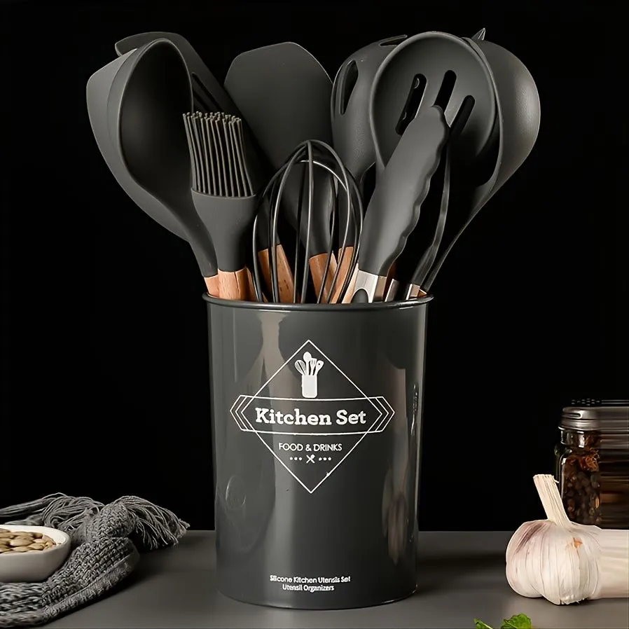Silicone Utensils set with plastic holder temperature Resistance