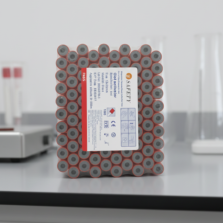 SAFETY Clot Activator Vacuum Blood Collection Tubes (Glass, 3ml, 13x75mm) - Pack of 100 - Image 2
