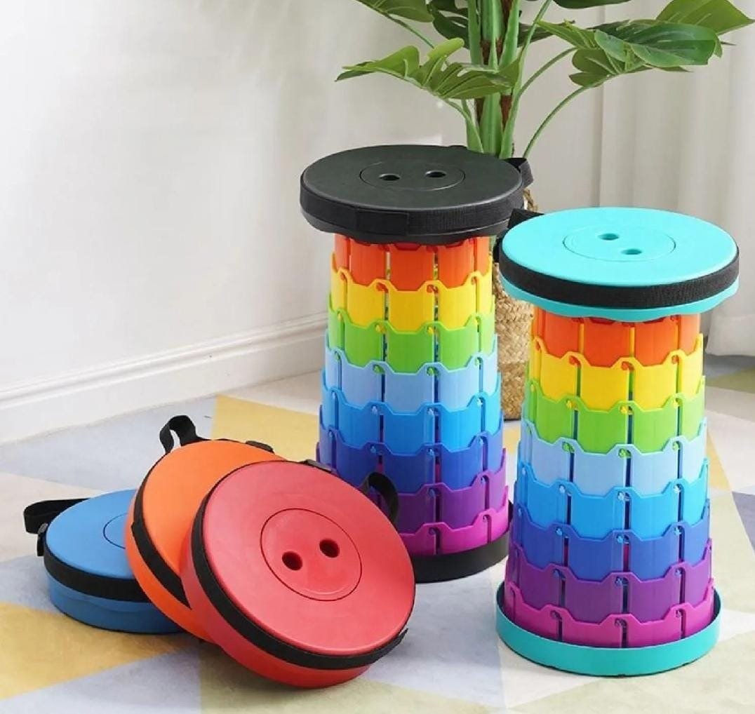 Portable Telescopic Stool Lightweight Collapsible Folding Seat For Camping Fishing Hiking And Outdoor Activities With Adjustable Height (Random Color) - Image 2