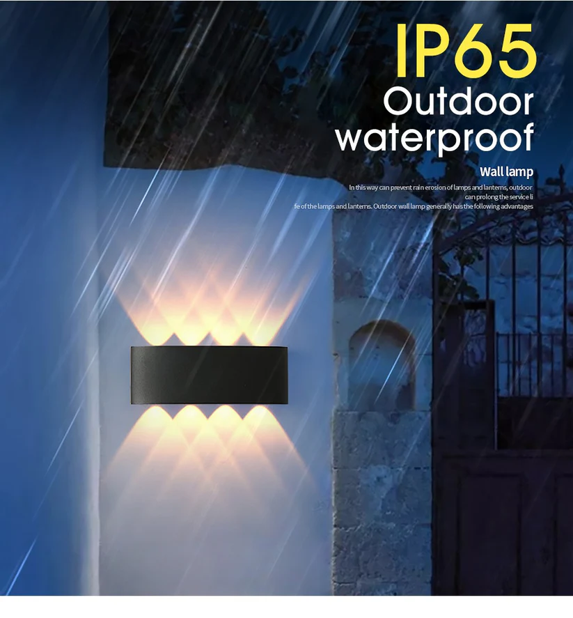 Outdoor Waterproof Up Down 3+3 LED Wall Light With Black Aluminum Body, Warm White 3000K, IP65 Waterproof Design And 6W LED Chip - Image 3