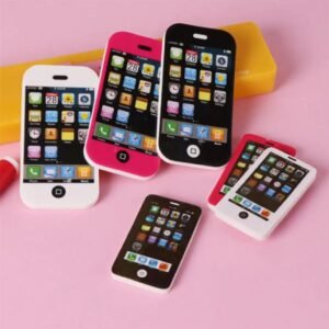 Pack of 6 Mobile Phone Shape Fancy Erasers for Kids – Cute Rubber Erasers for School, Drawing & Stationery (3 Small + 3 Large) - Multi Color