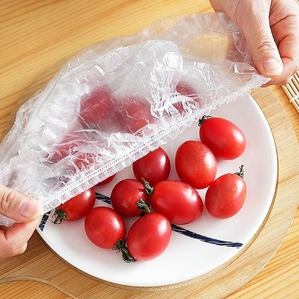 100 PCS Disposable Food Cover Plastic Bags – Transparent Fresh Food Storage & Wrap Bags - Image 3