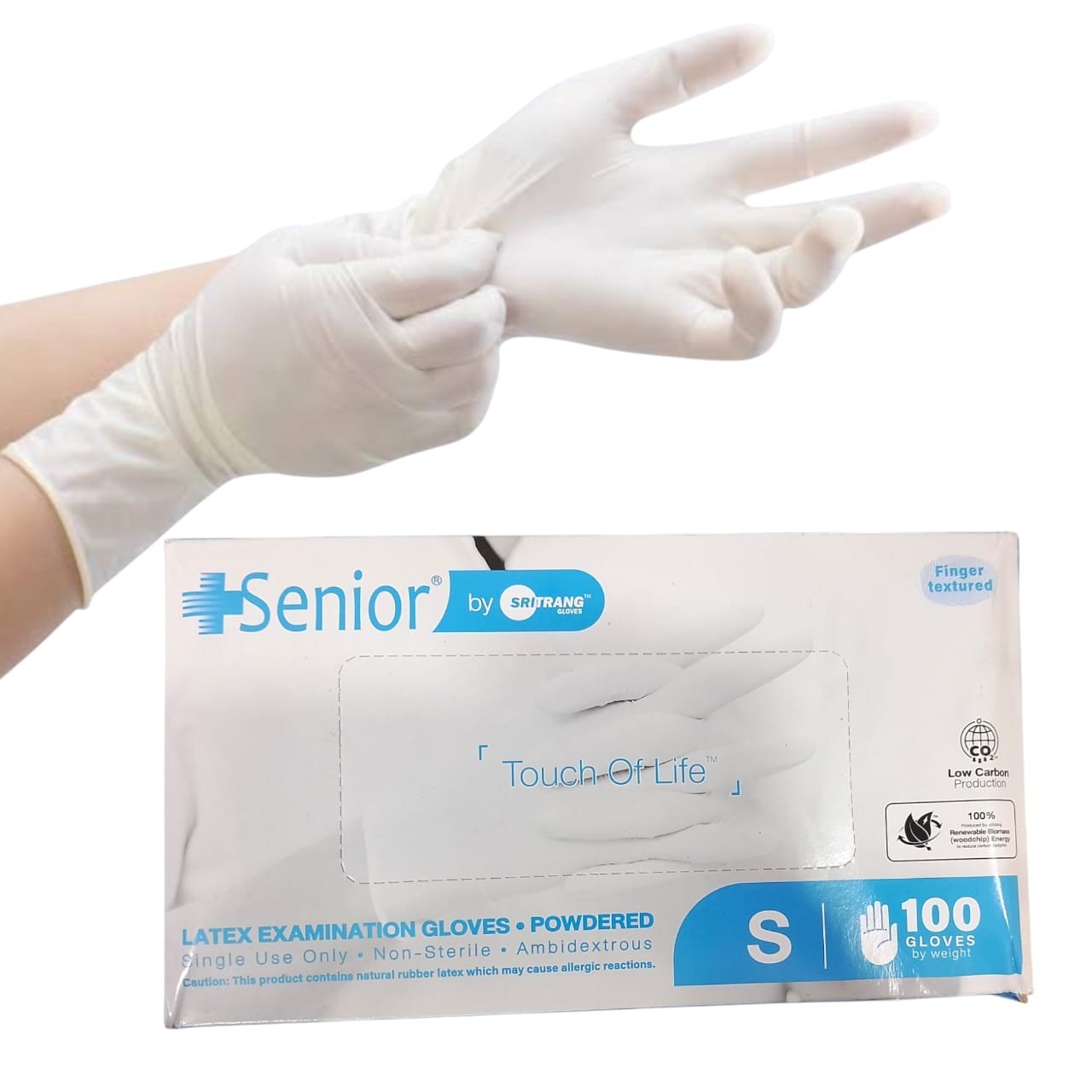 Senior Latex Examination Powdered Gloves – 100 Pcs Box, Premium Quality Disposable Medical Gloves For Professional Use, White Color - Image 2