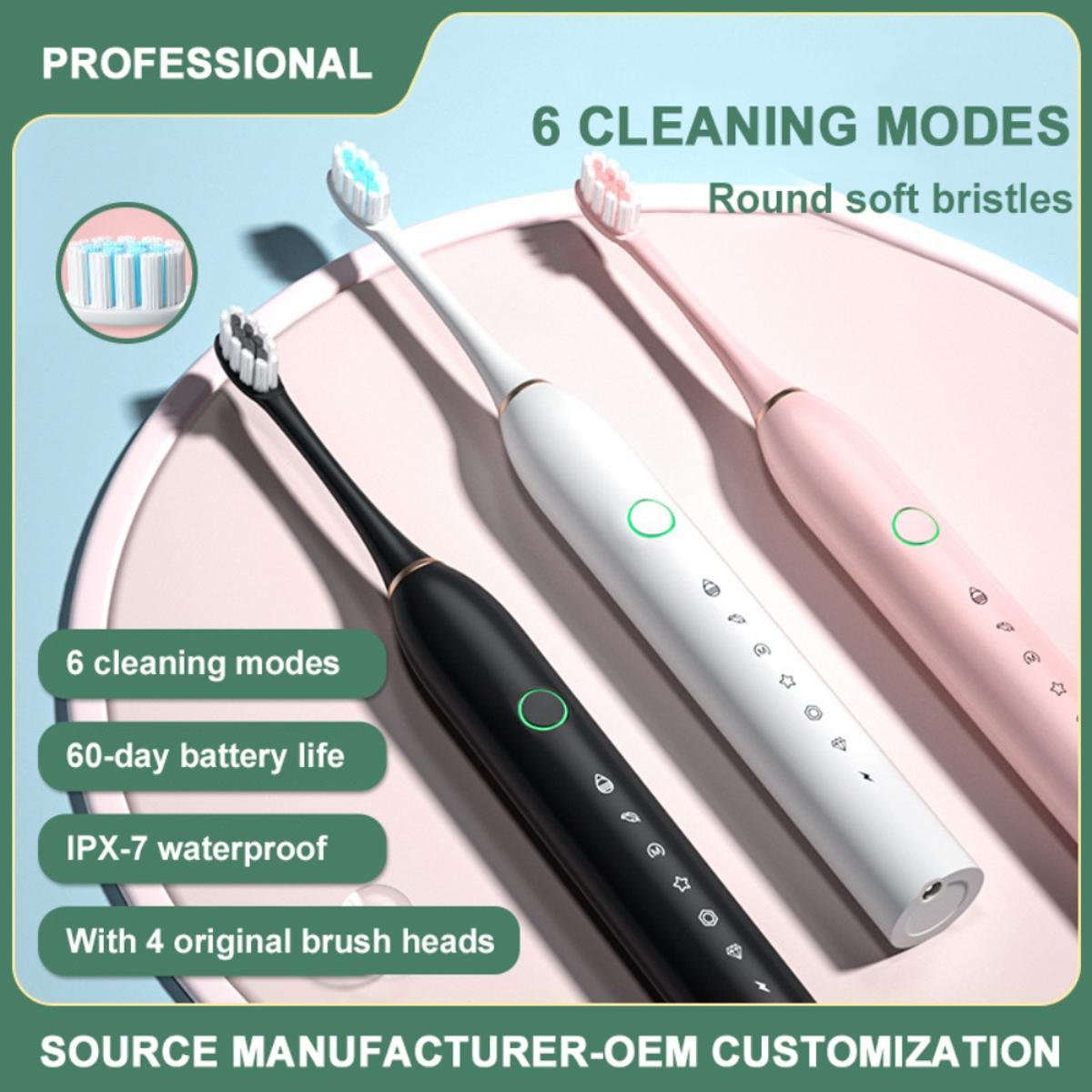 Rechargeable Electric Toothbrush With 2 Extra Heads | USB Charging Rechargeable Total Washable Electronic Whitening Teeth Brush for Oral Care - Image 3